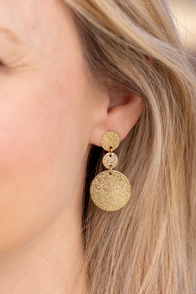 Textured Circle Earrings - Gold (32409847)