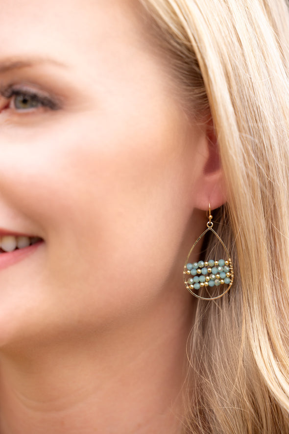 Hoop Beaded Earrings - Mint (68804343)