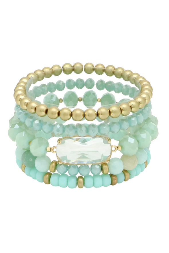Crystal Beaded Bracelet - Aqua (36584183)