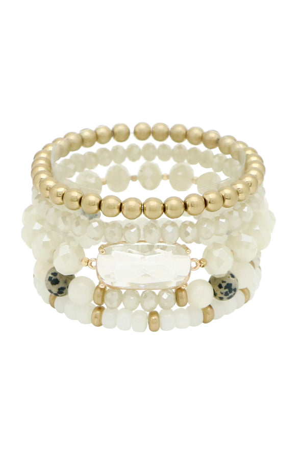 Crystal Beaded Bracelet - Ivory Natural (32389879)