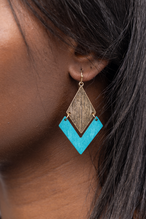 Pointed Teardrop Earrings - Turquoise (06185463)