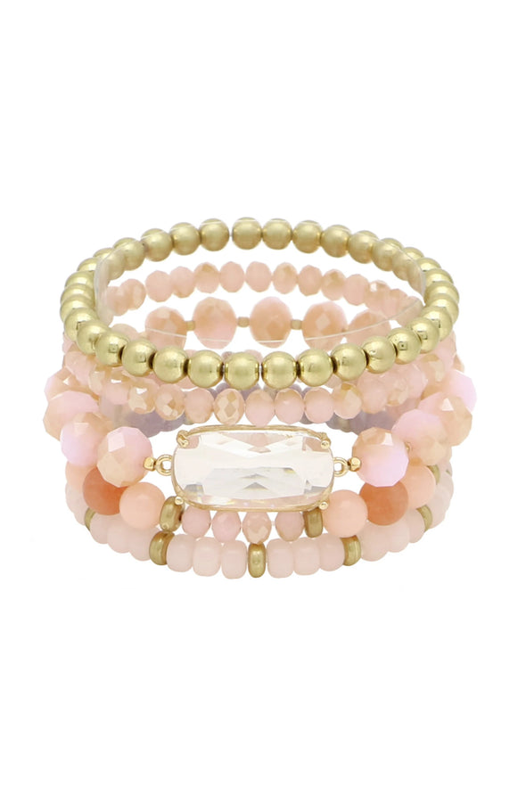 Crystal Beaded Bracelet - Pink (24328951)